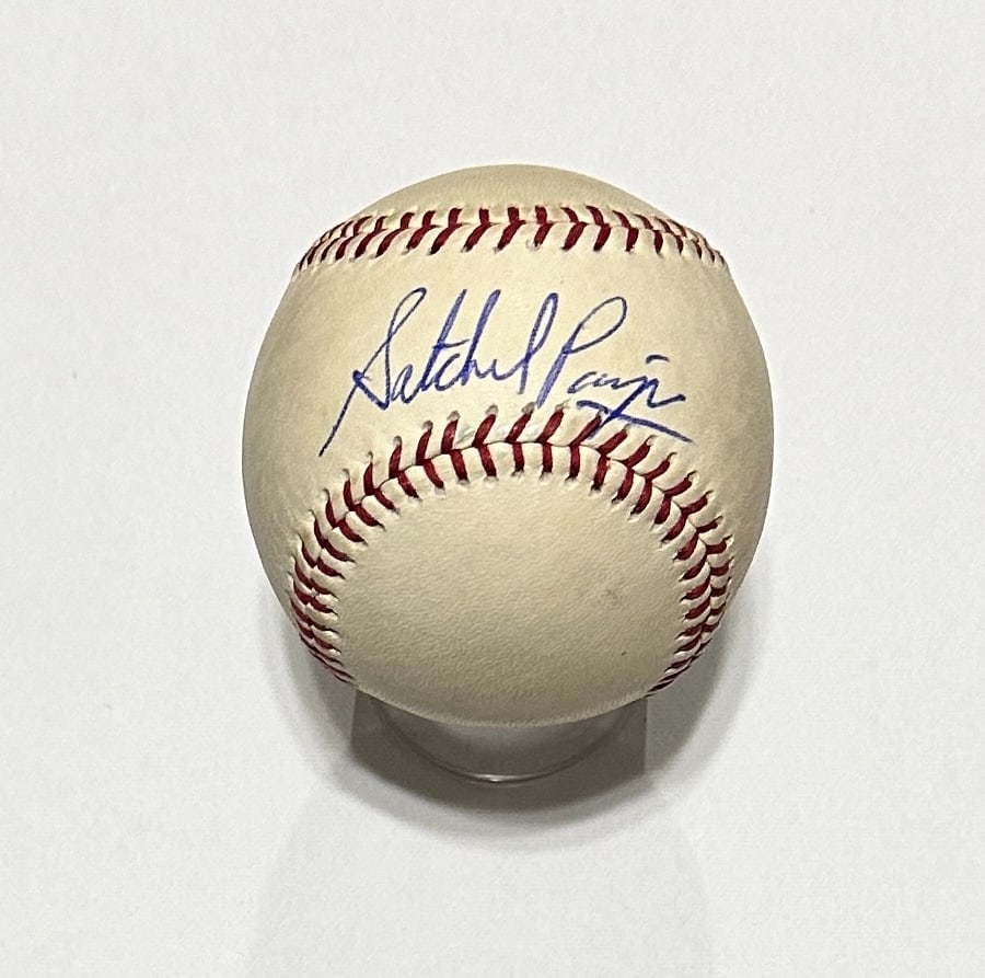 Satchel Paige autographed baseball: If you have any questions about an item, please message on LiveAuctioneers or send an email to bids@hiramsah.com . Displays listed are mockup photos unless listed differently in the description, Displ