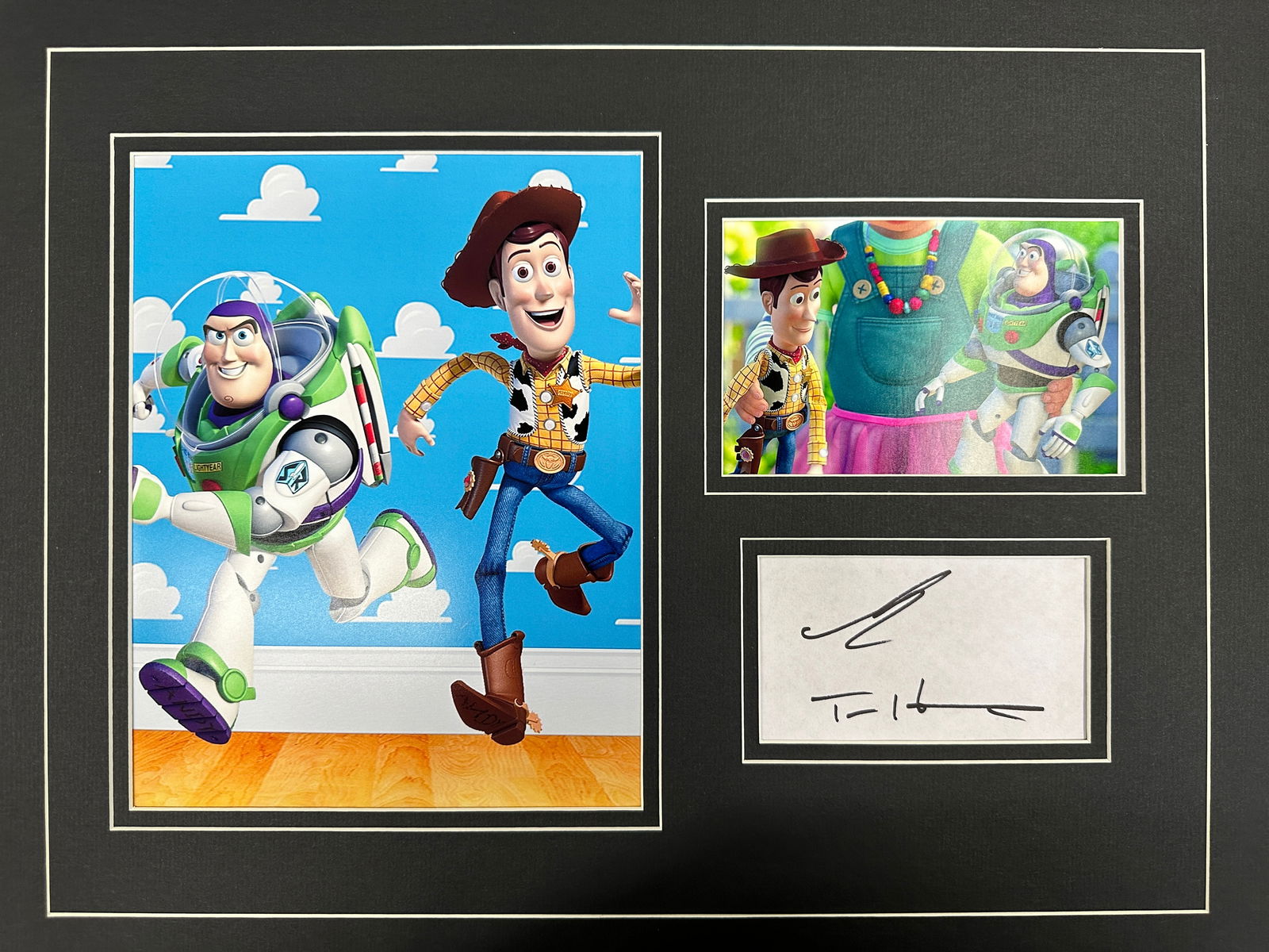 Tom Hanks & Tim Allen matted photo and autograph display (1 of 1)