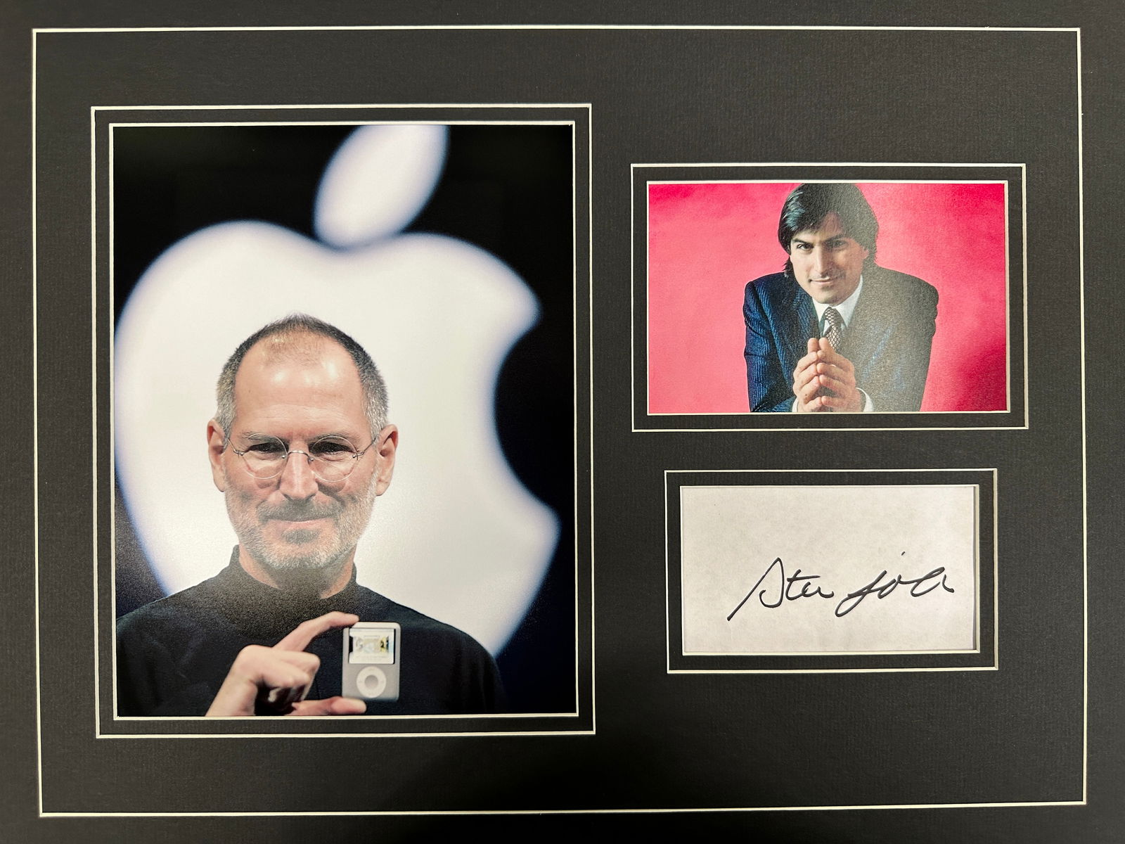 Steve Jobs matted photo and autograph display (1 of 1)
