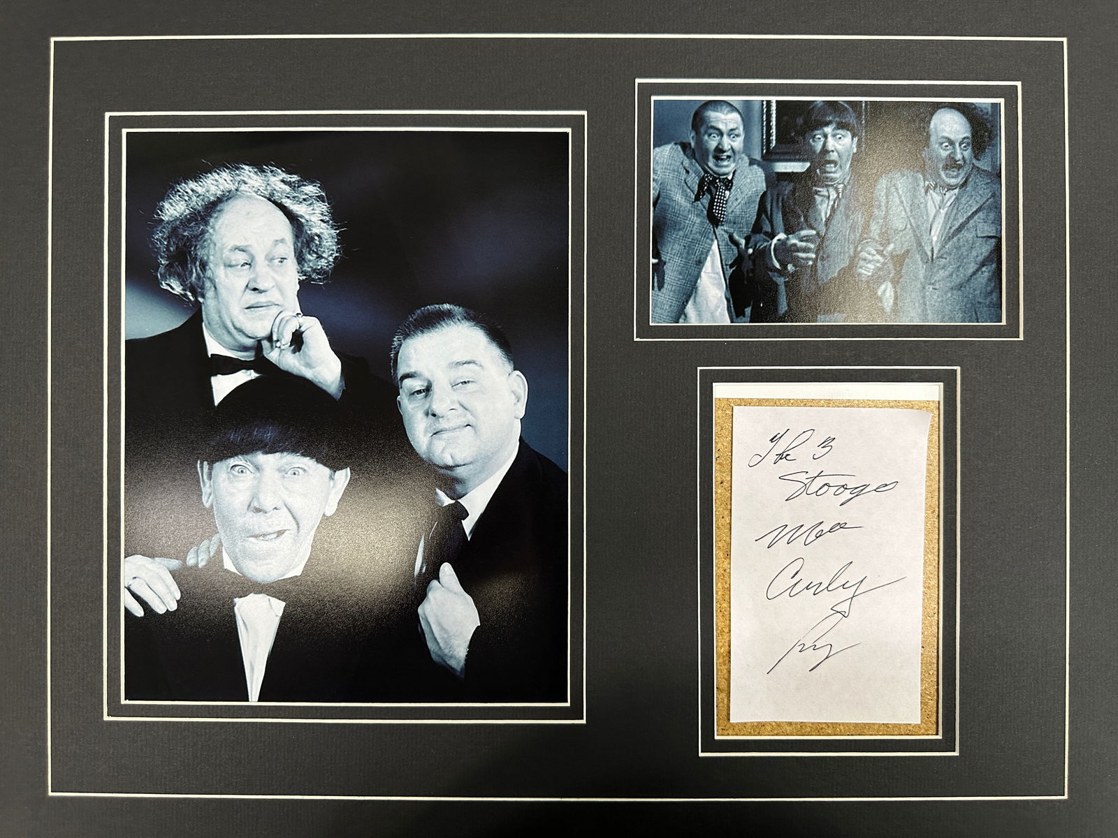 3 Stooges matted photo and autograph display (1 of 1)