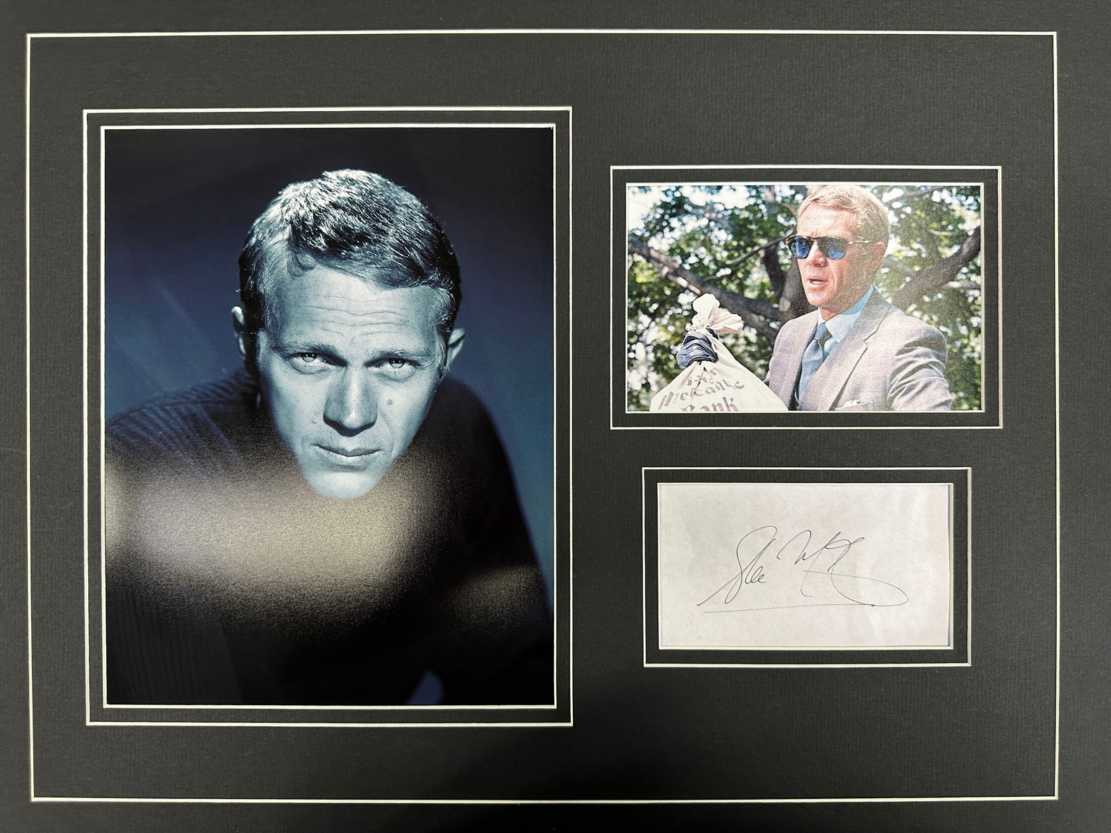 Steve McQueen matted photo and autograph display (1 of 1)