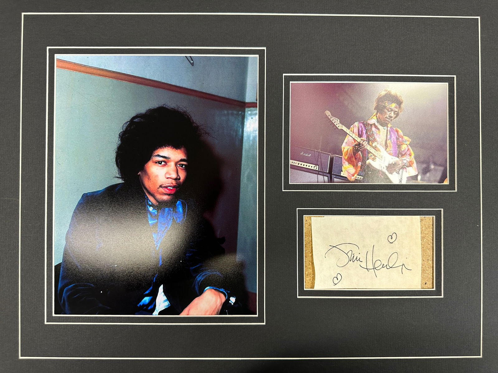 Jimi Hendrix matted photo and autograph display (1 of 1)