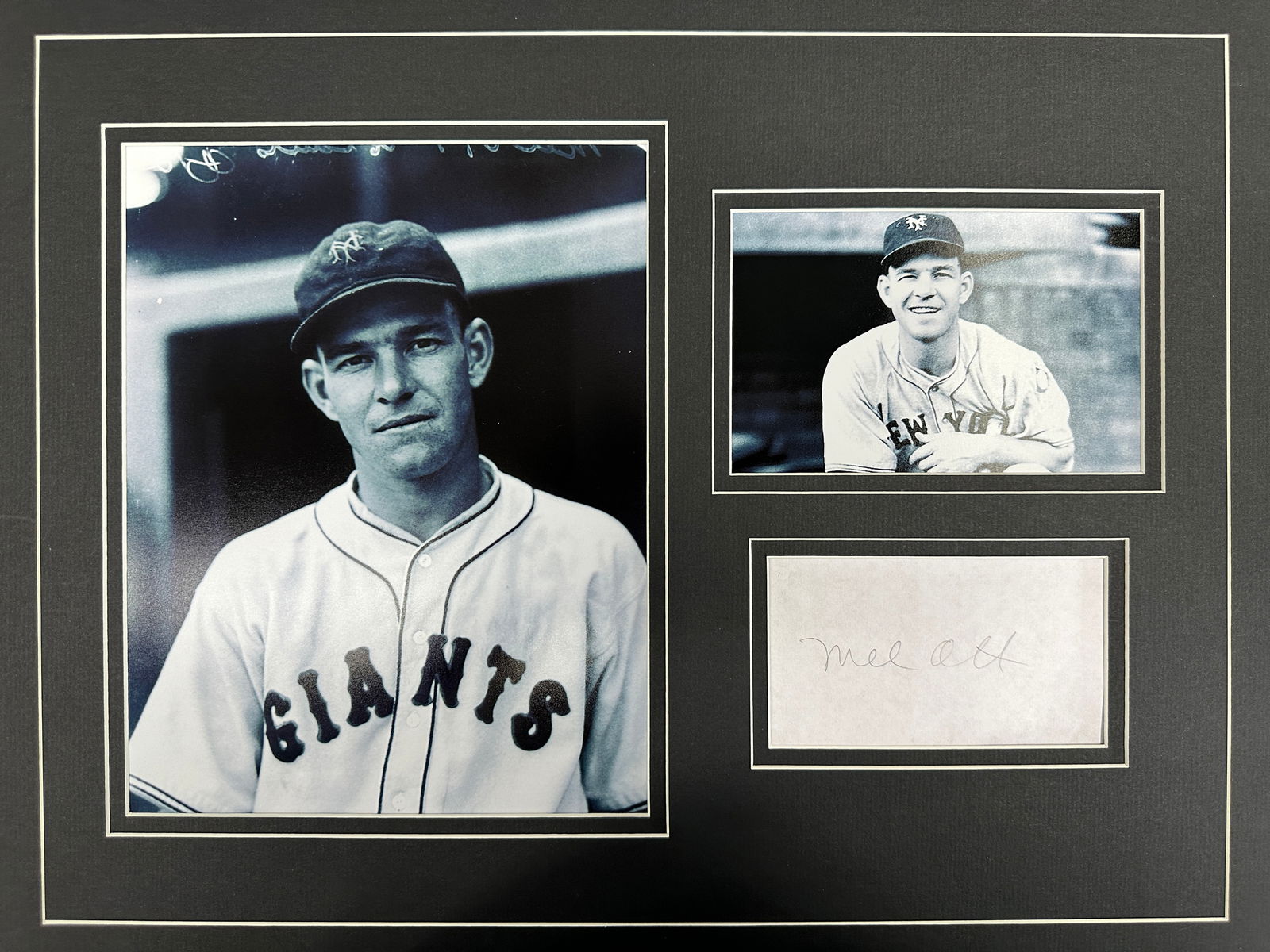 Mel Ott matted photo and autograph display (1 of 1)