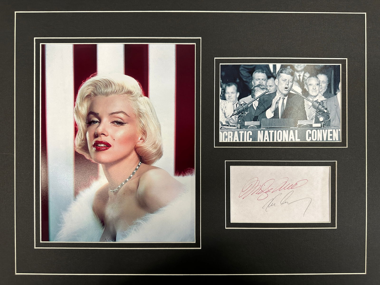 Marilyn Monroe & John F. Kennedy matted photo and autograph display (1 of 1)