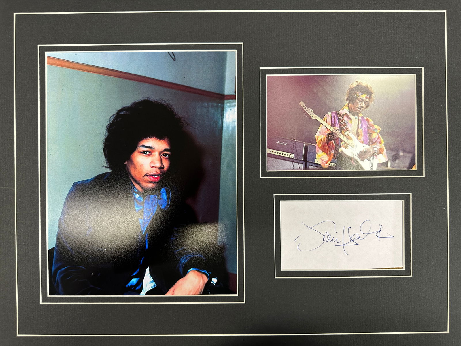 Jimi Hendrix matted photo and autograph display (1 of 1)