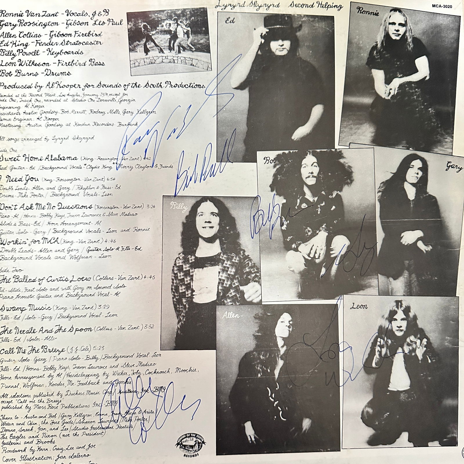 Lynyrd Skynyrd Autographed ALBUM Signed by except ED KING (1 of 1)