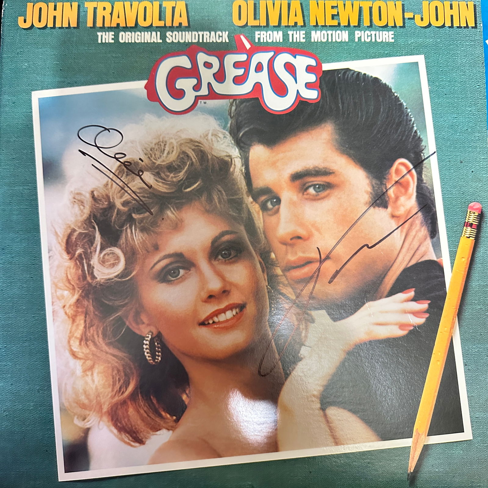 John Travolta Olivia Autographed Record ALBUM GREASE W/COA (1 of 1)
