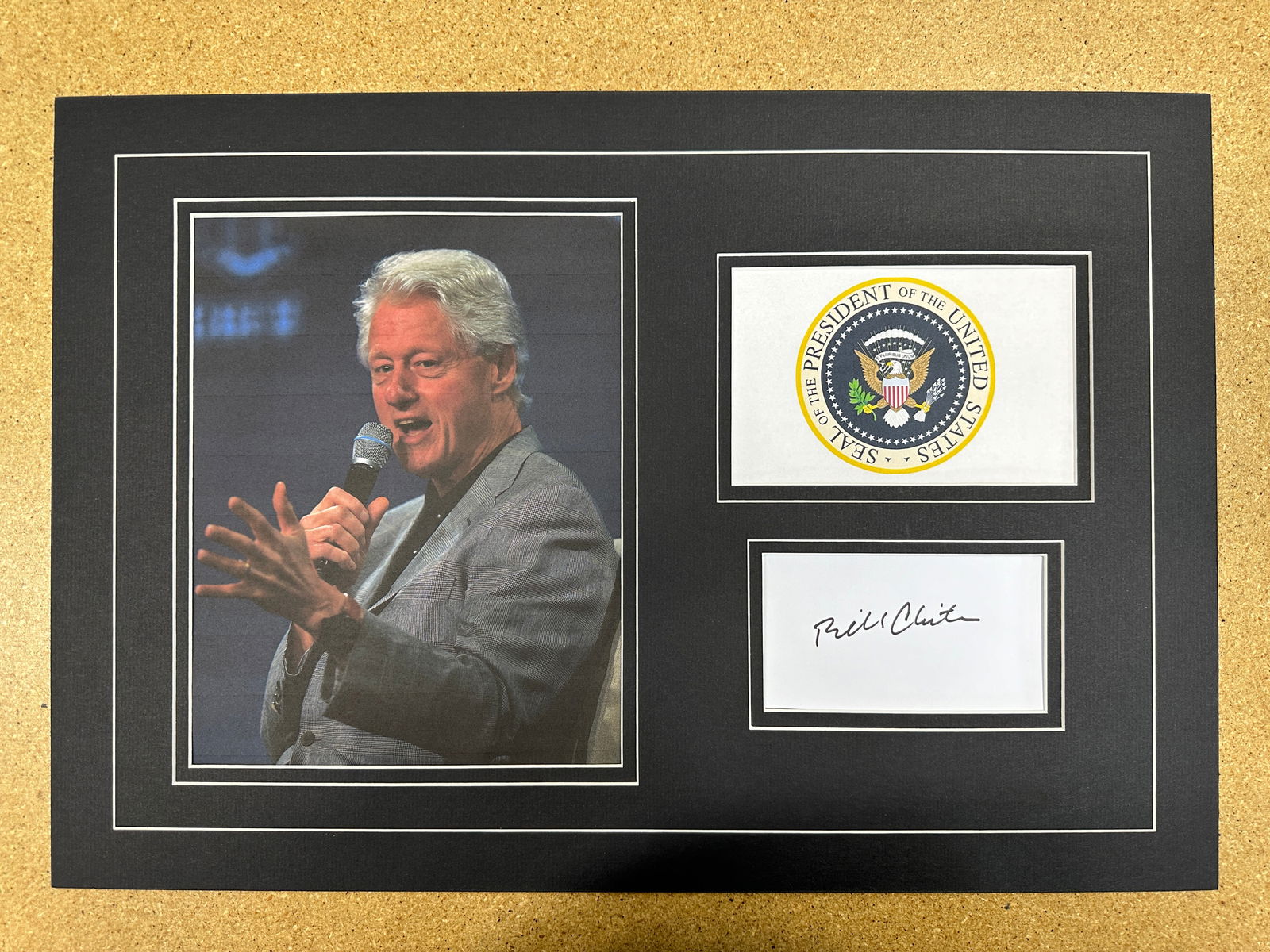Bill Clinton Autographed Matted Display W/COA (1 of 2)