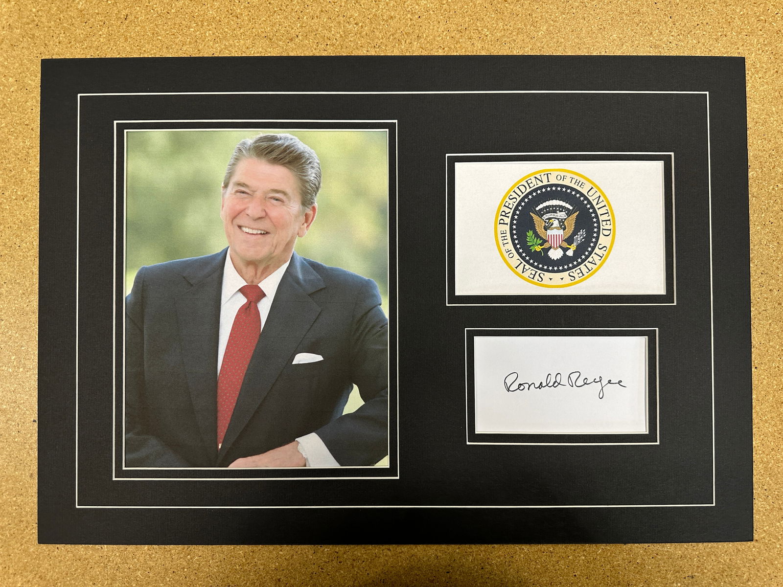 Ronald Reagan Autographed Display w/COA (1 of 2)