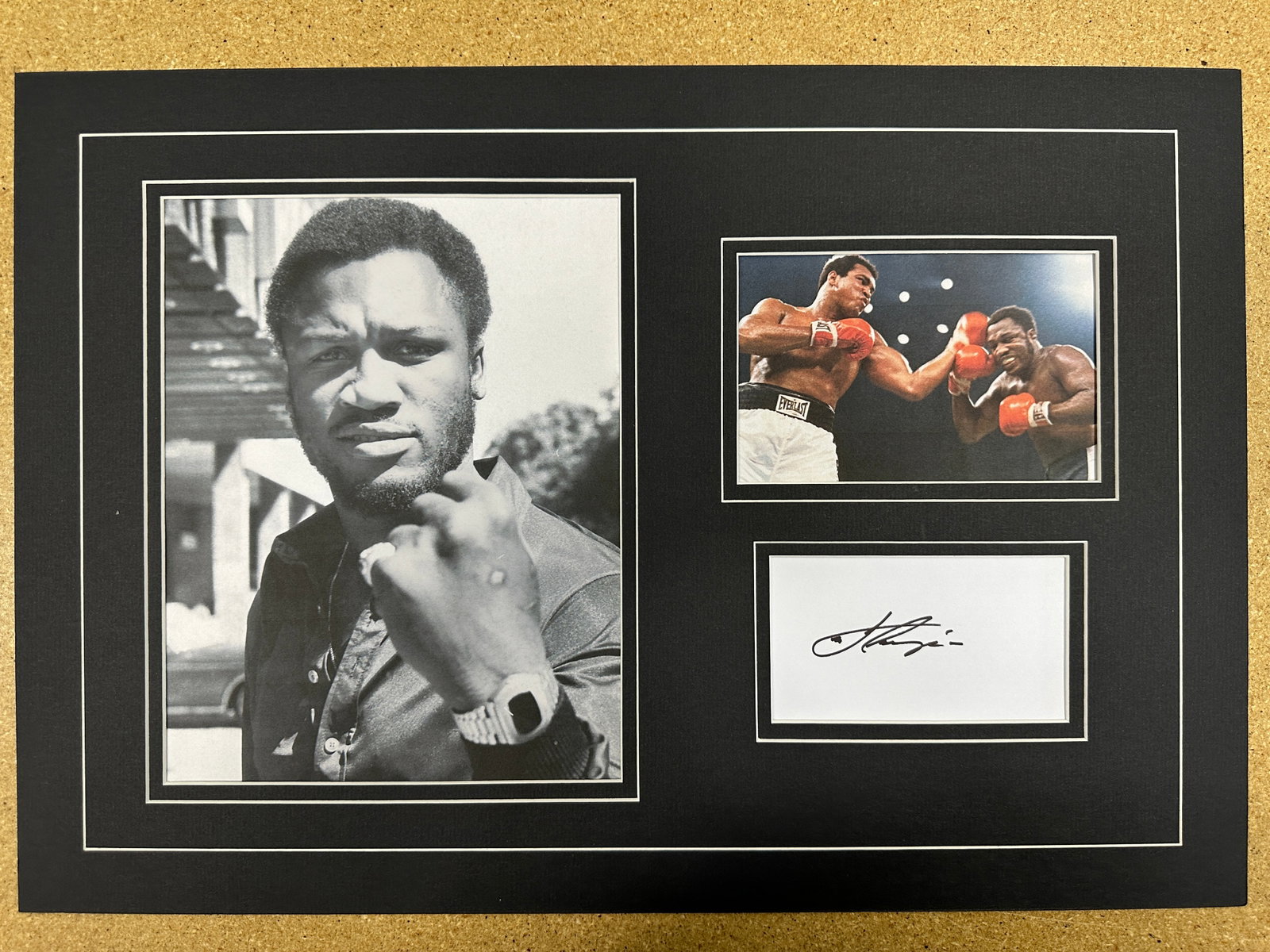 Joe Frazier Autographed Display: If you have any questions about an item, please message on LiveAuctioneers or send an email to bids@hiramsah.com . Displays listed are mockup photos unless listed differently in the description, Displ