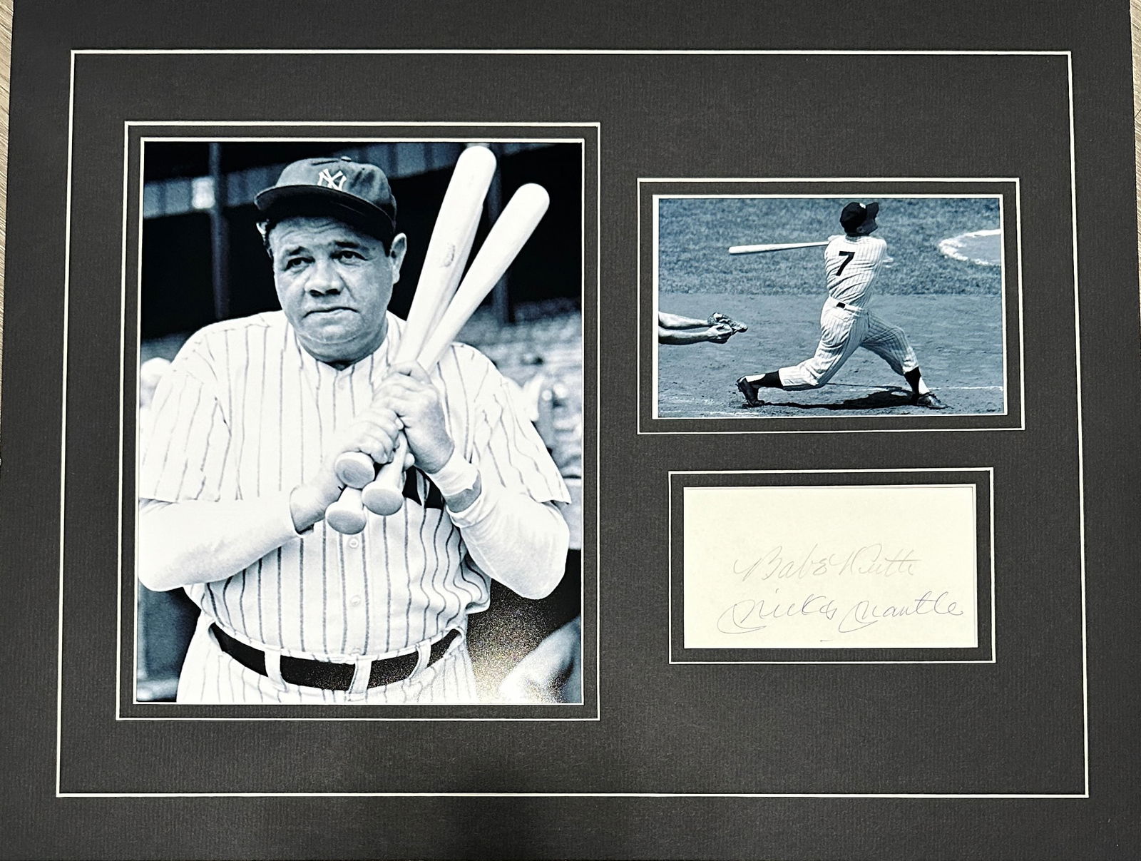 Babe Ruth Mickey Mantle Autographed Display (1 of 2)