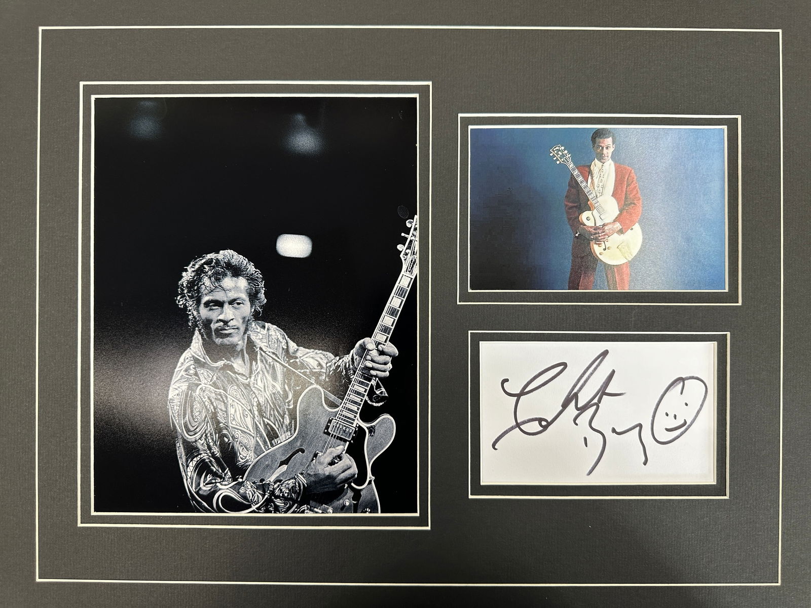 Chuck Berry Autographed Custom Display W/COA (1 of 2)
