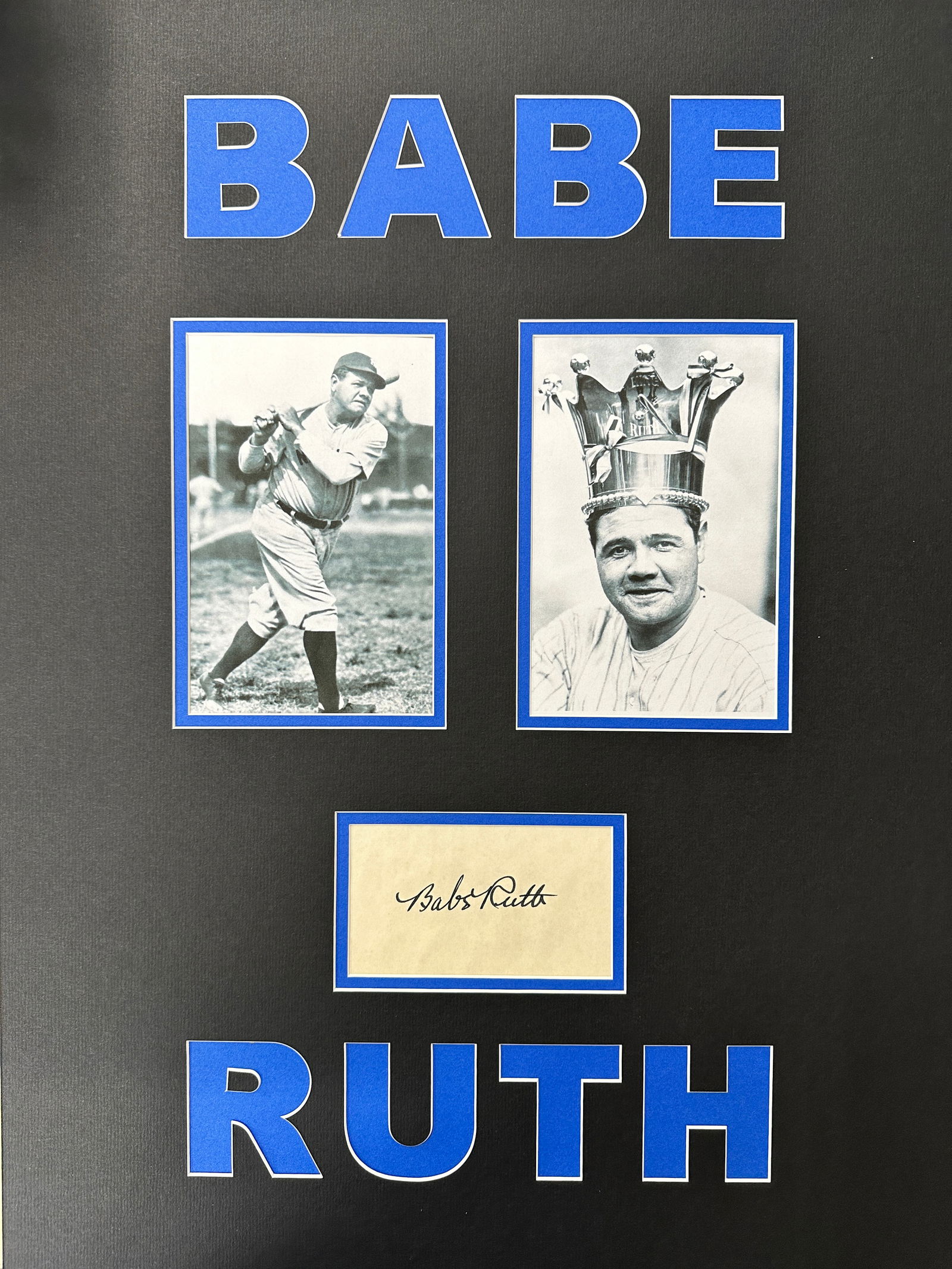 Babe Ruth Autographed Custom Display W/COA (1 of 2)