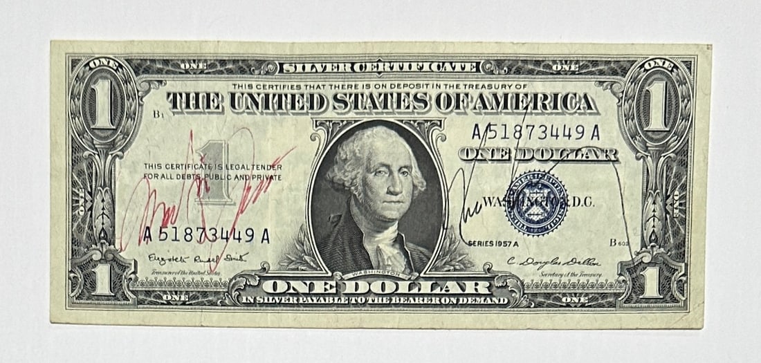 Marilyn Monroe John F. Kennedy Autographed $1 Bill w/COA (1 of 2)