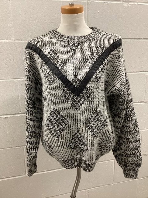 Vintage Gabrielle Genuine Leather Trim Sweater: Size M