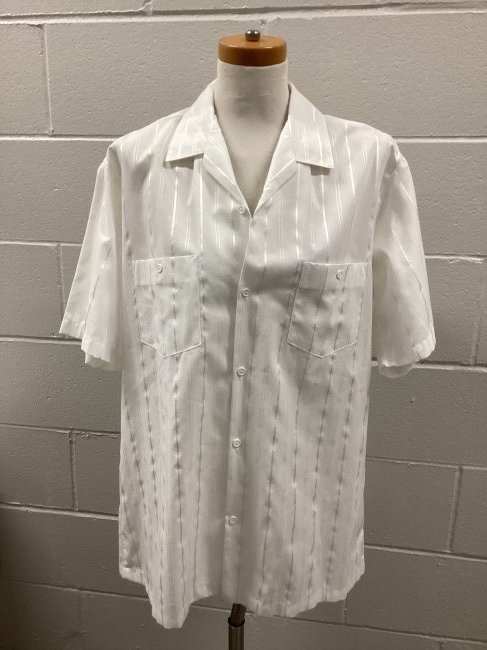 Vintage Mens David Taylor White Pinstripe Button Up: Size L