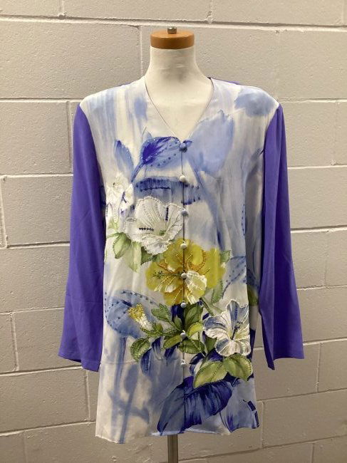 100% Silk Diane Gilman Front Button Tunic Top (1 of 2)