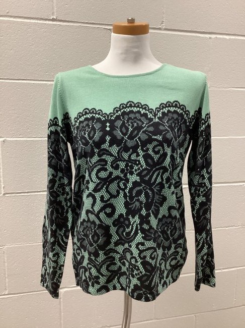 Bob Mackie Floral Lace Print Sweater: Size M