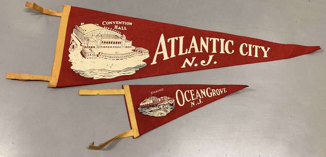 Vintage Atlantic City & Ocean Grove Souvenir Pennants: Larger 26”