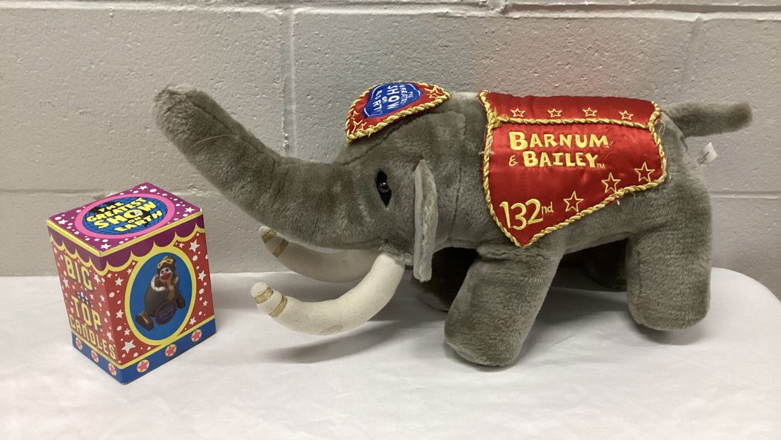 Vintage Ringling Bros & Barnum & Bailey Circus Candle & Plush Elephant (1 of 3)