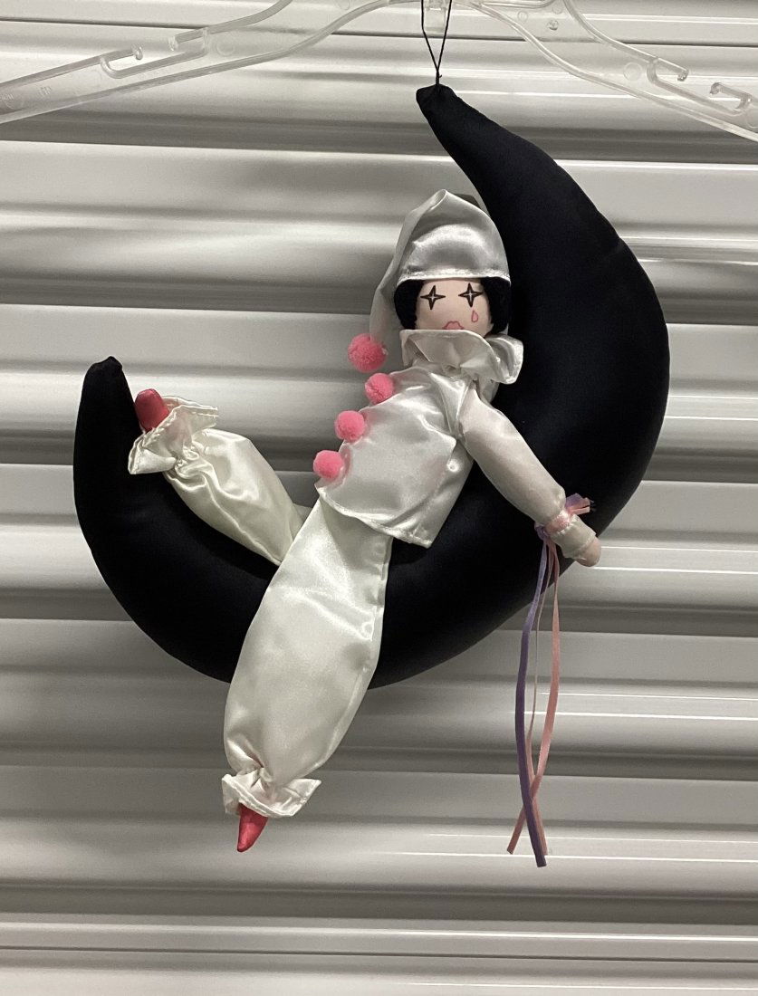Vintage Russ Berrie Pierrot Clown Hanging on Half Moon (1 of 3)