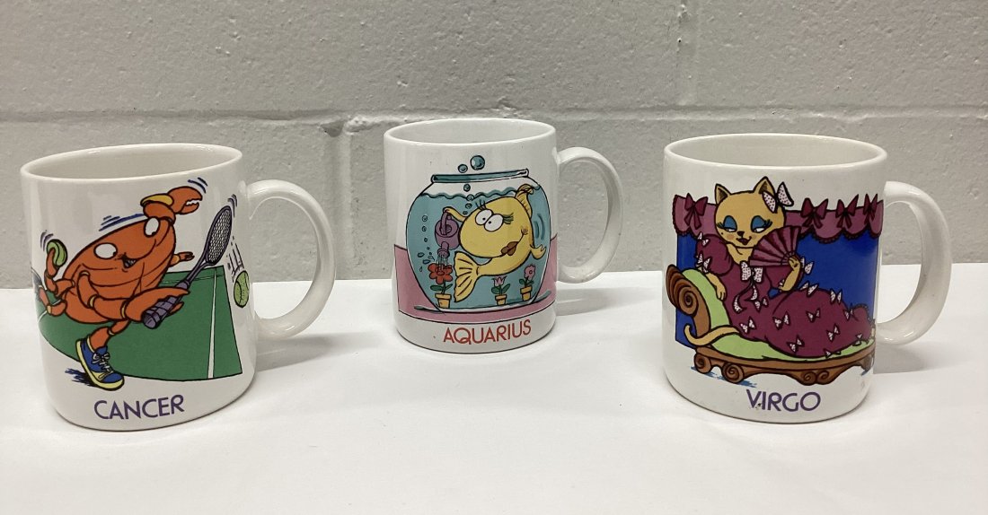 Set of 3 Vintage Zodiac Coffee Mugs: Coffee Mugs
