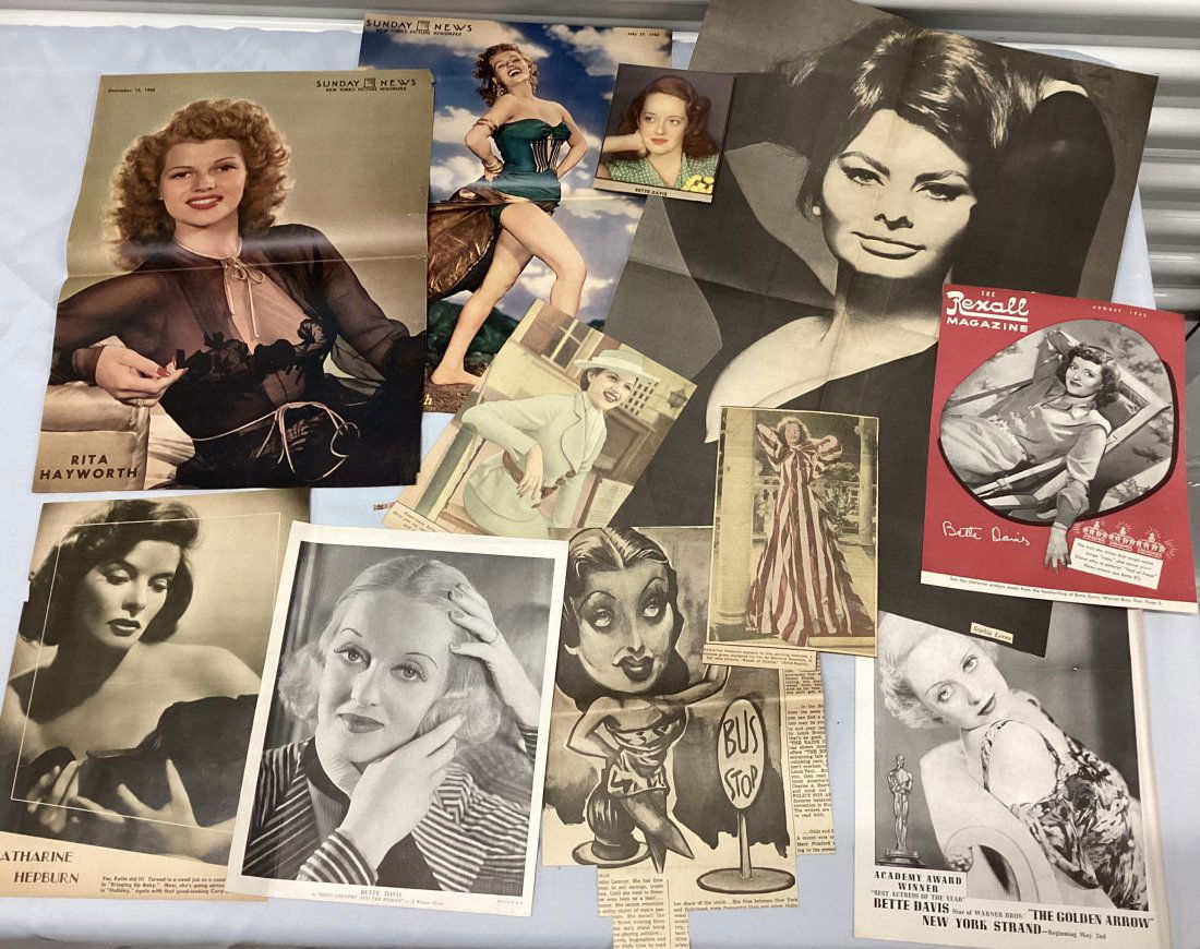 Box Full of Vintage Celebrity Magazine & Newspaper Clippings & Ads (1 of 3)