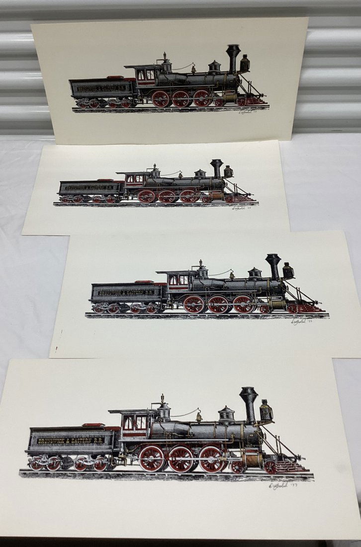 Four Original 1977 Railroad Block Prints (1 of 5)