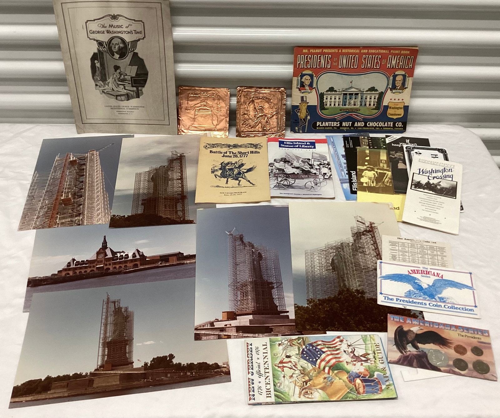Original Statue of Liberty Restoration Photos, President Coin Set, Bicentennial Ephemera: The Americana Series The Presidents Sealed Coins Photos 8”x12”