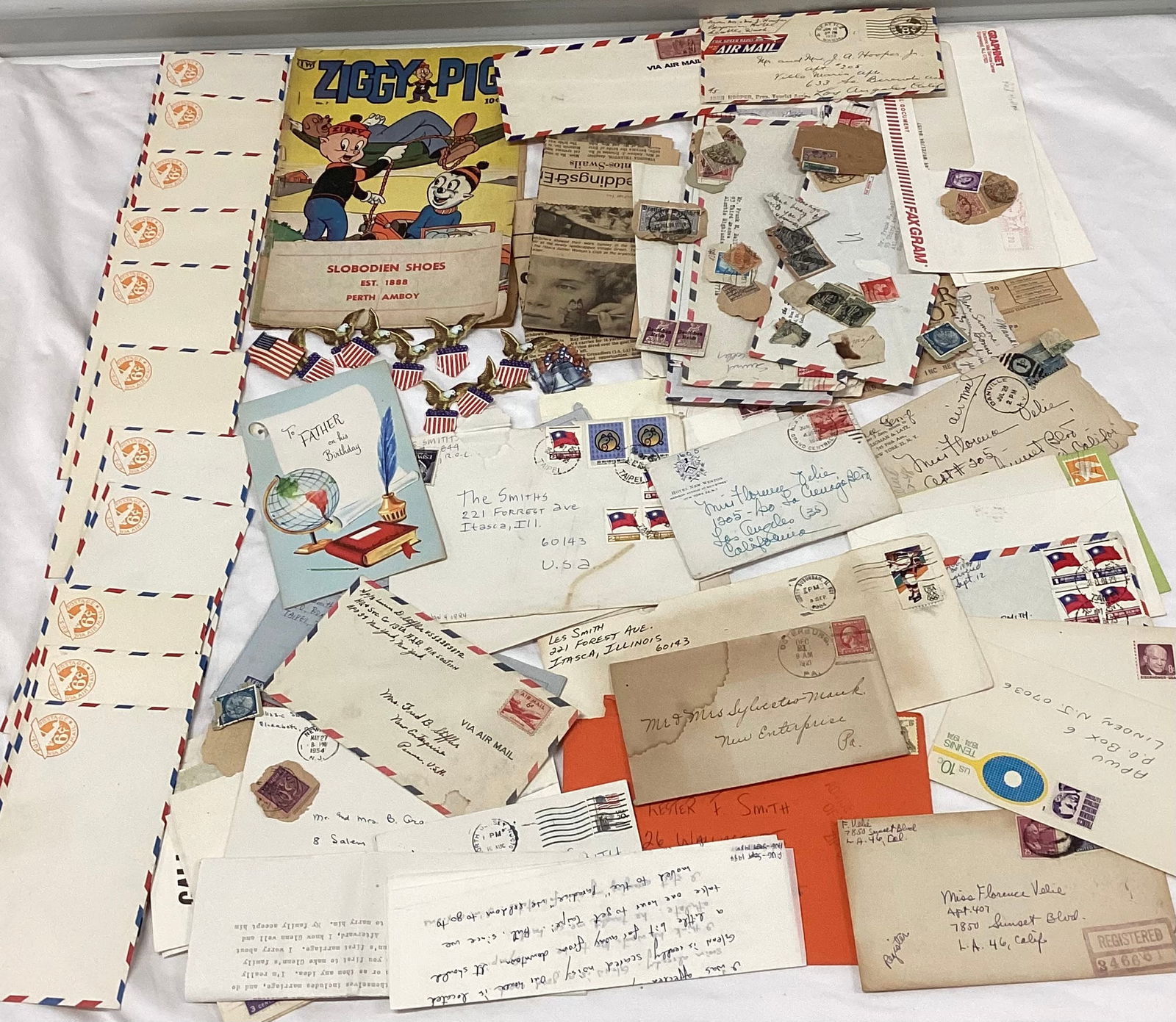 Vintage Stamps, Correspondence, Air Mail Envelopes (1 of 2)