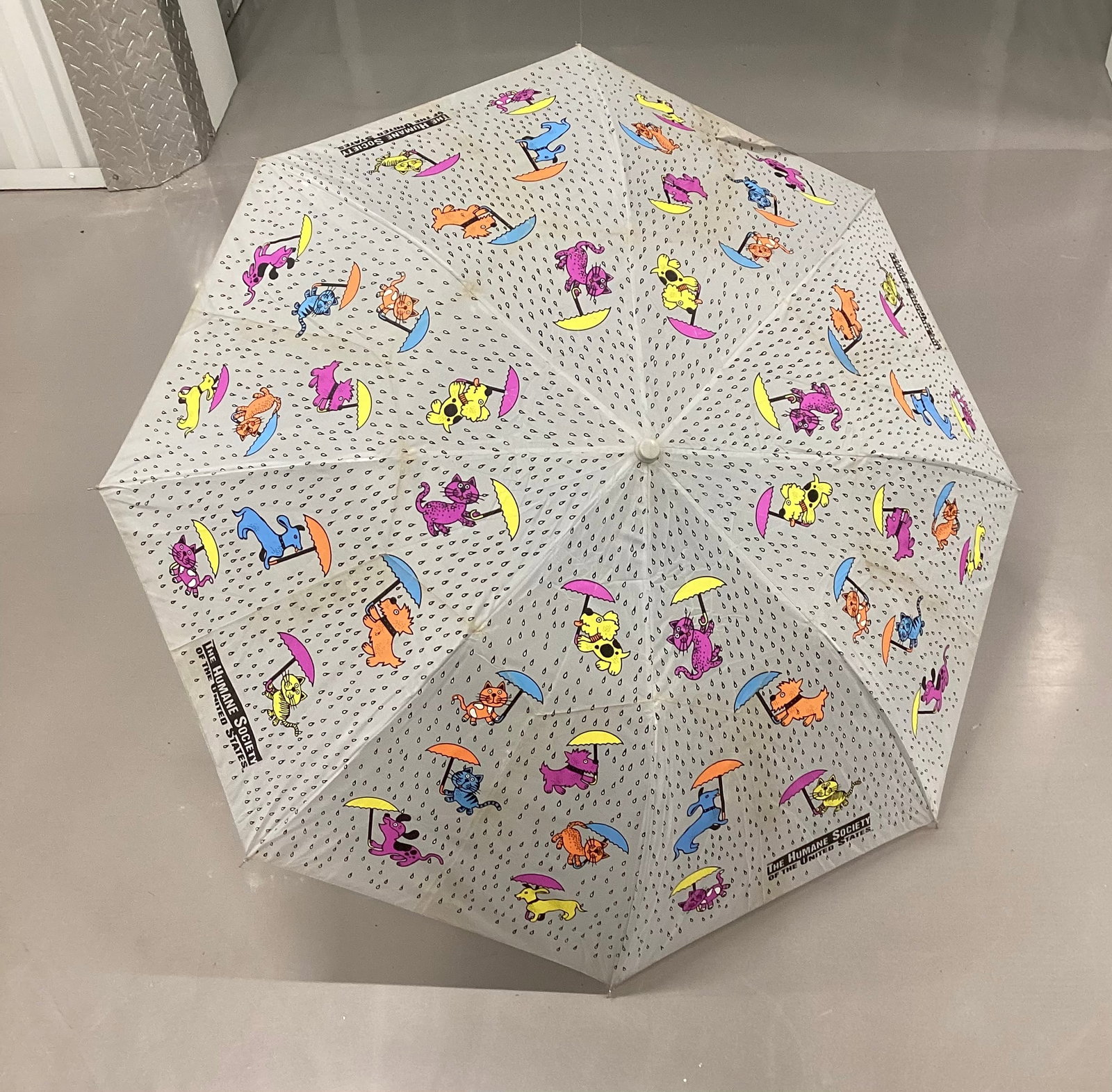 Vintage Humane Society Cat & Dog Umbrella: Needs Cleaning