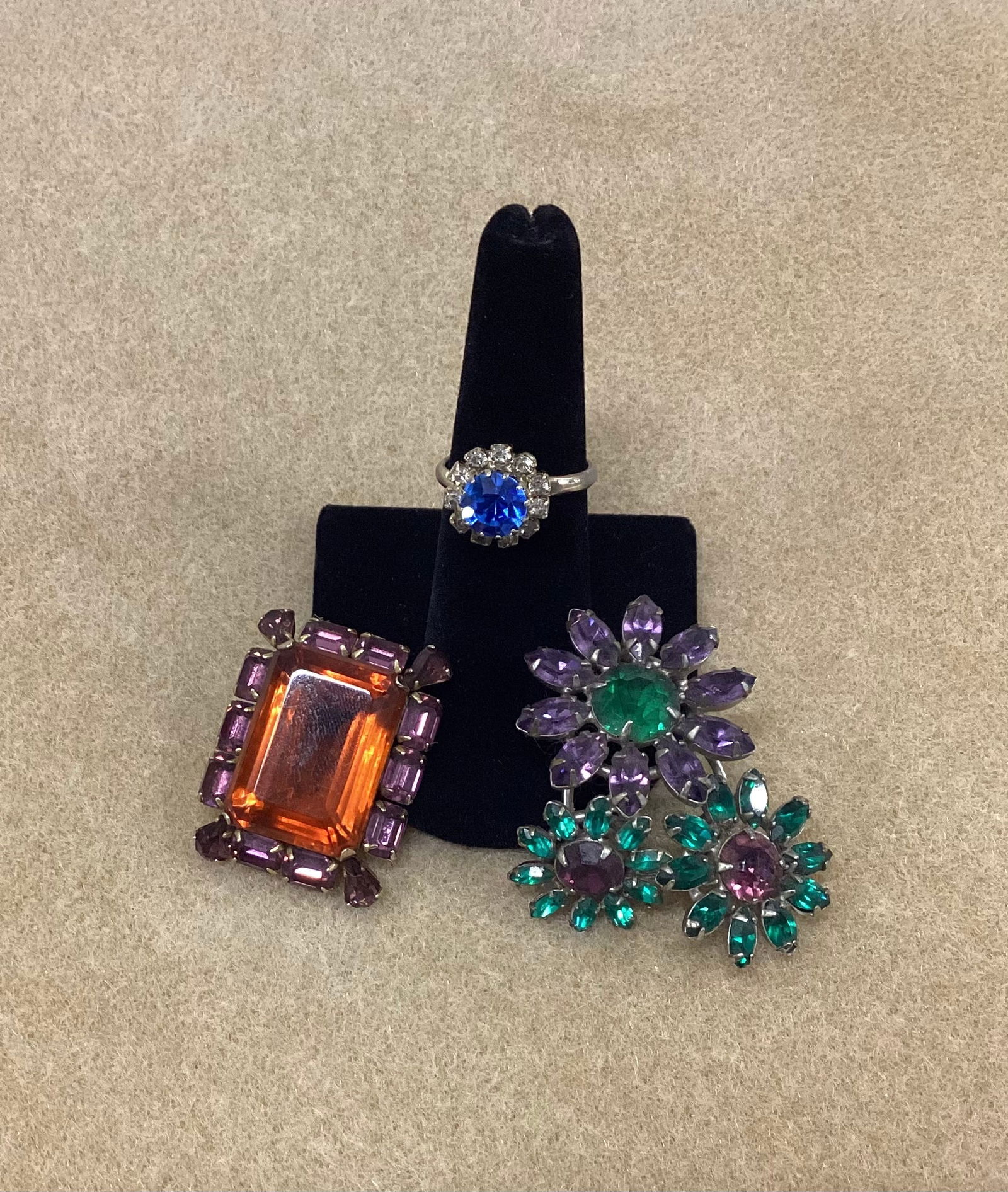 Vintage Rhinestone Brooches & Ring (1 of 6)