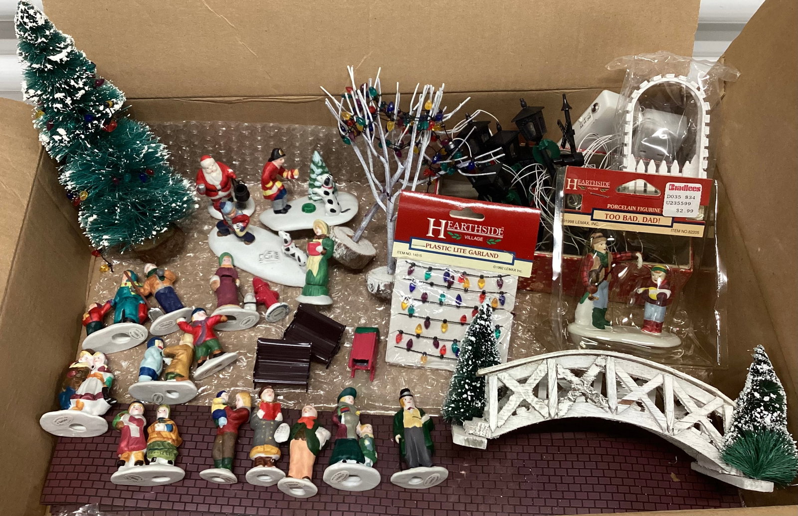Box Full of Vintage Lemax Christmas Village Accessories (1 of 3)