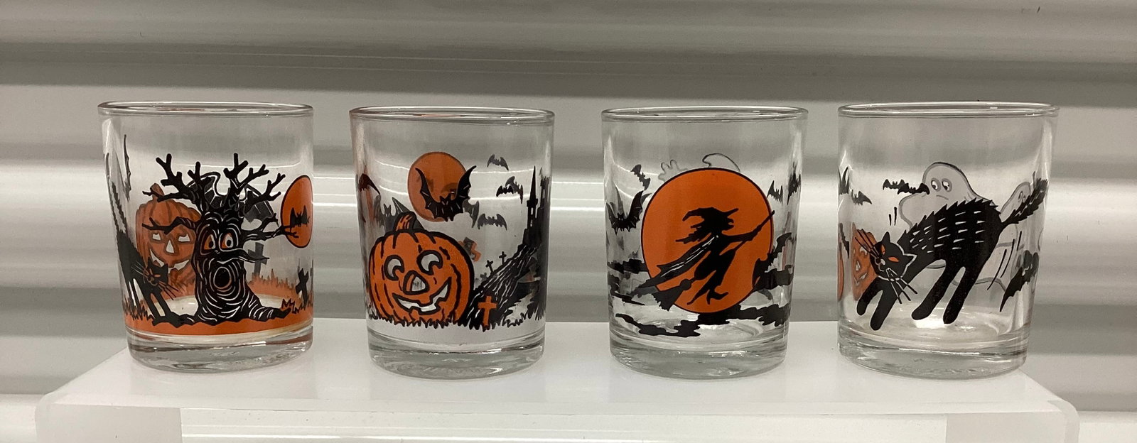 Set of Four Vintage Halloween Shot Glass Votives: 2.5 inches