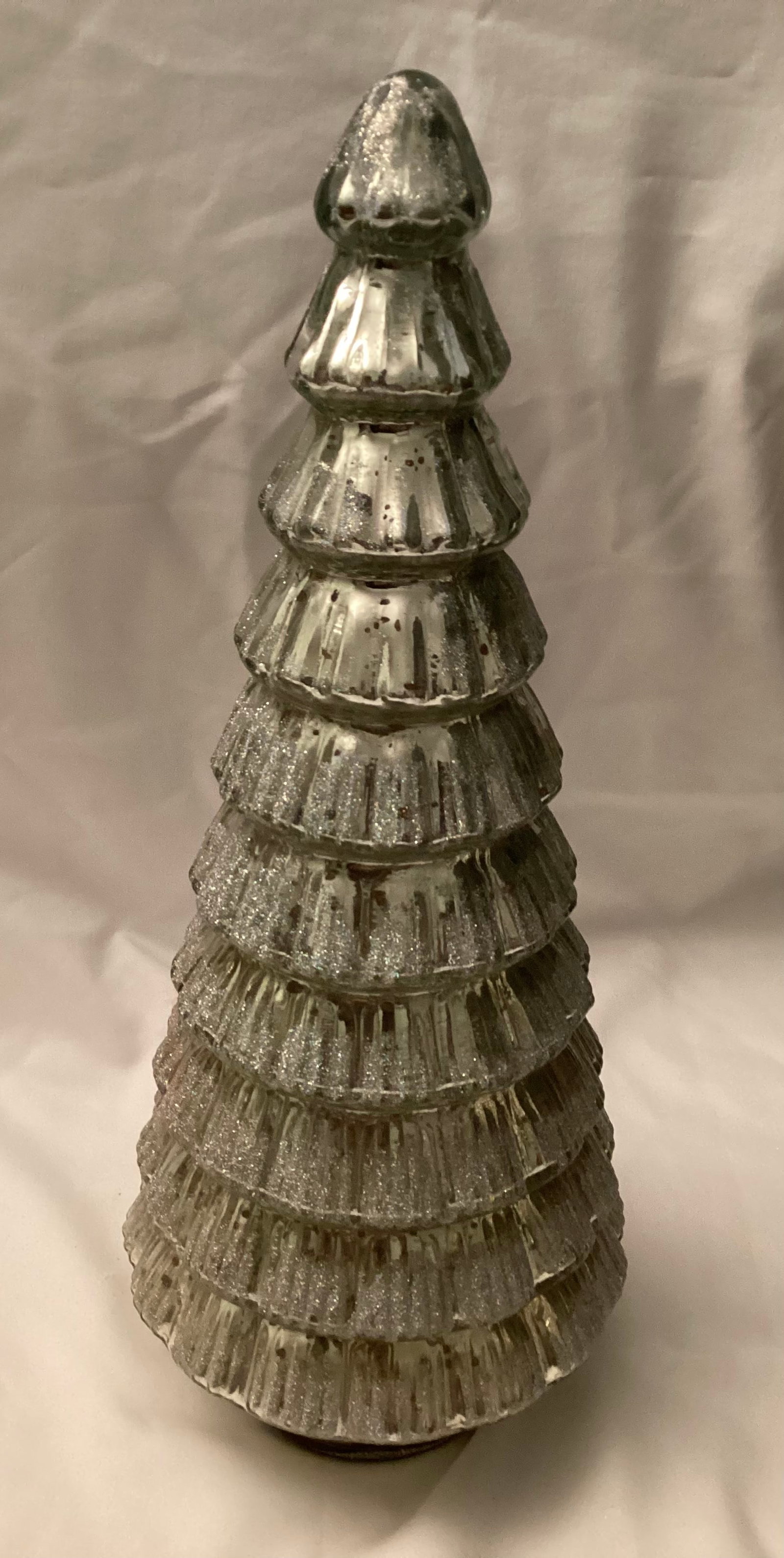 Silver Glitter Mercury Glass Christmas Tree: 16.75 inches