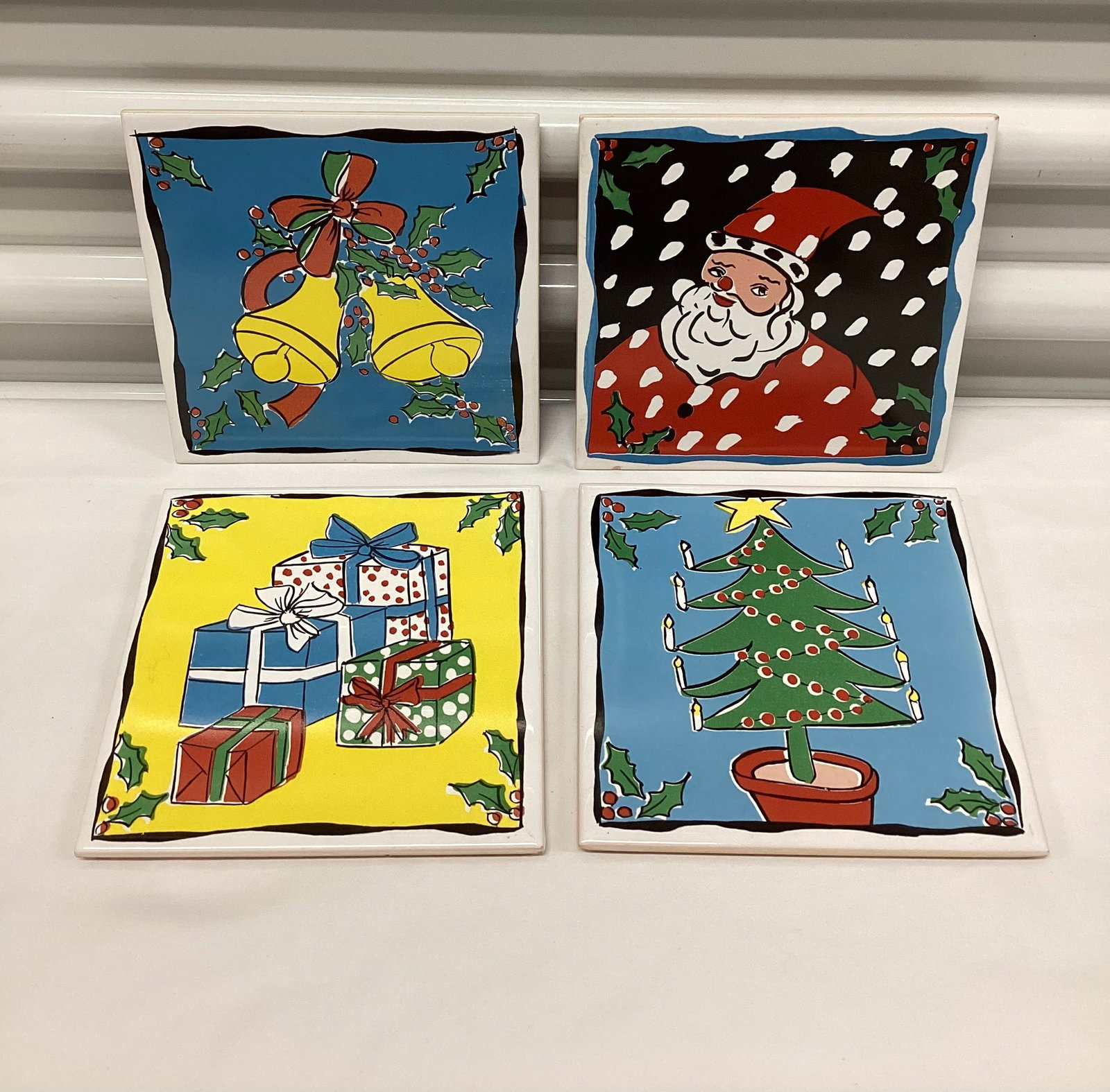 Set of Four Made in Portugal Christmas Trivets: 6x6