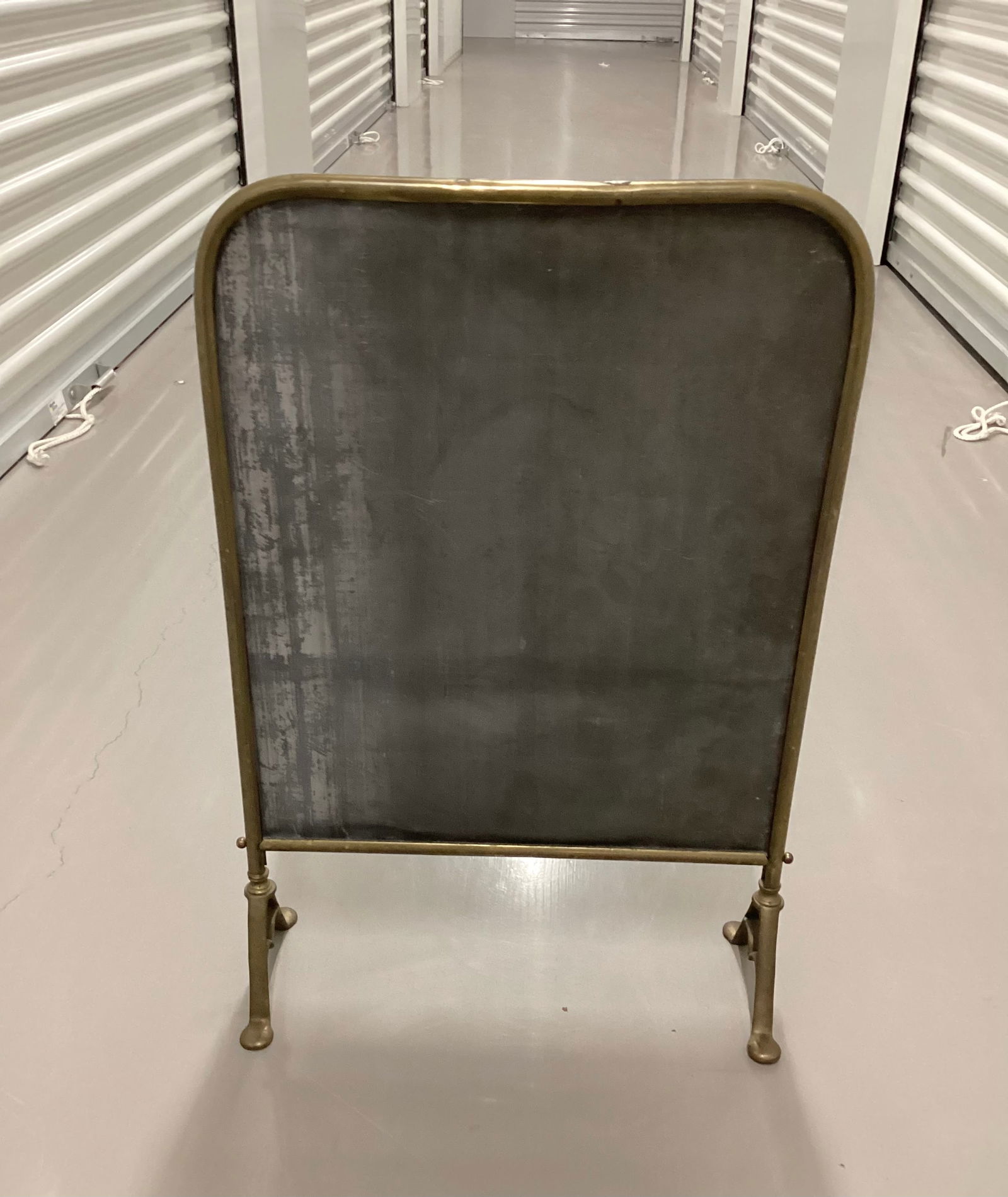 Antique Brass Footed Mirror Frame or Fireplace Screen (1 of 5)