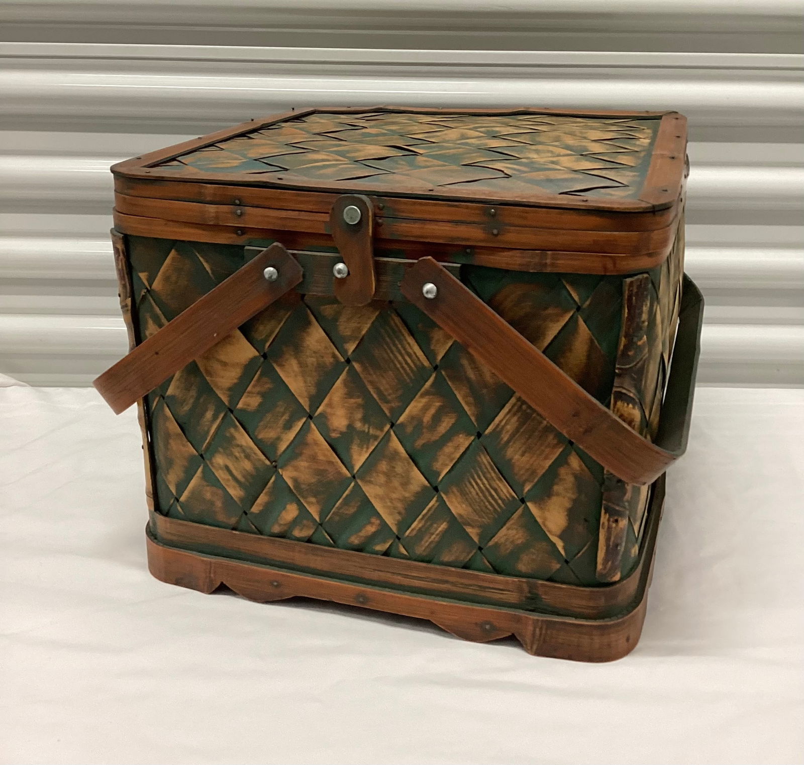 Bamboo Woven Basket Box With Handles (1 of 5)