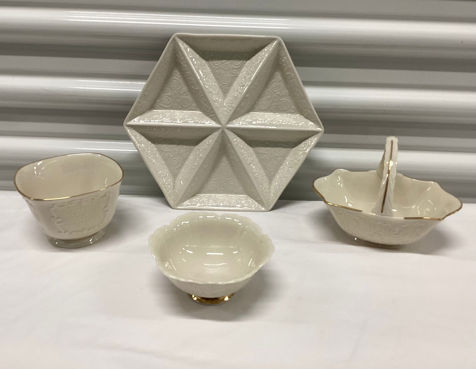 Williamsburg Hexagonal Divided Dish & Three Pieces of Lenox (1 of 3)