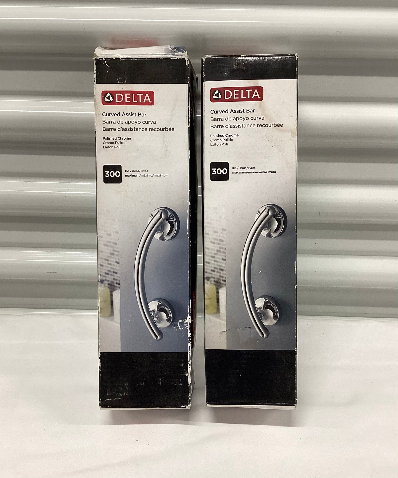 Two Delta Bathroom Curved Assist Bars: Polished Chrome