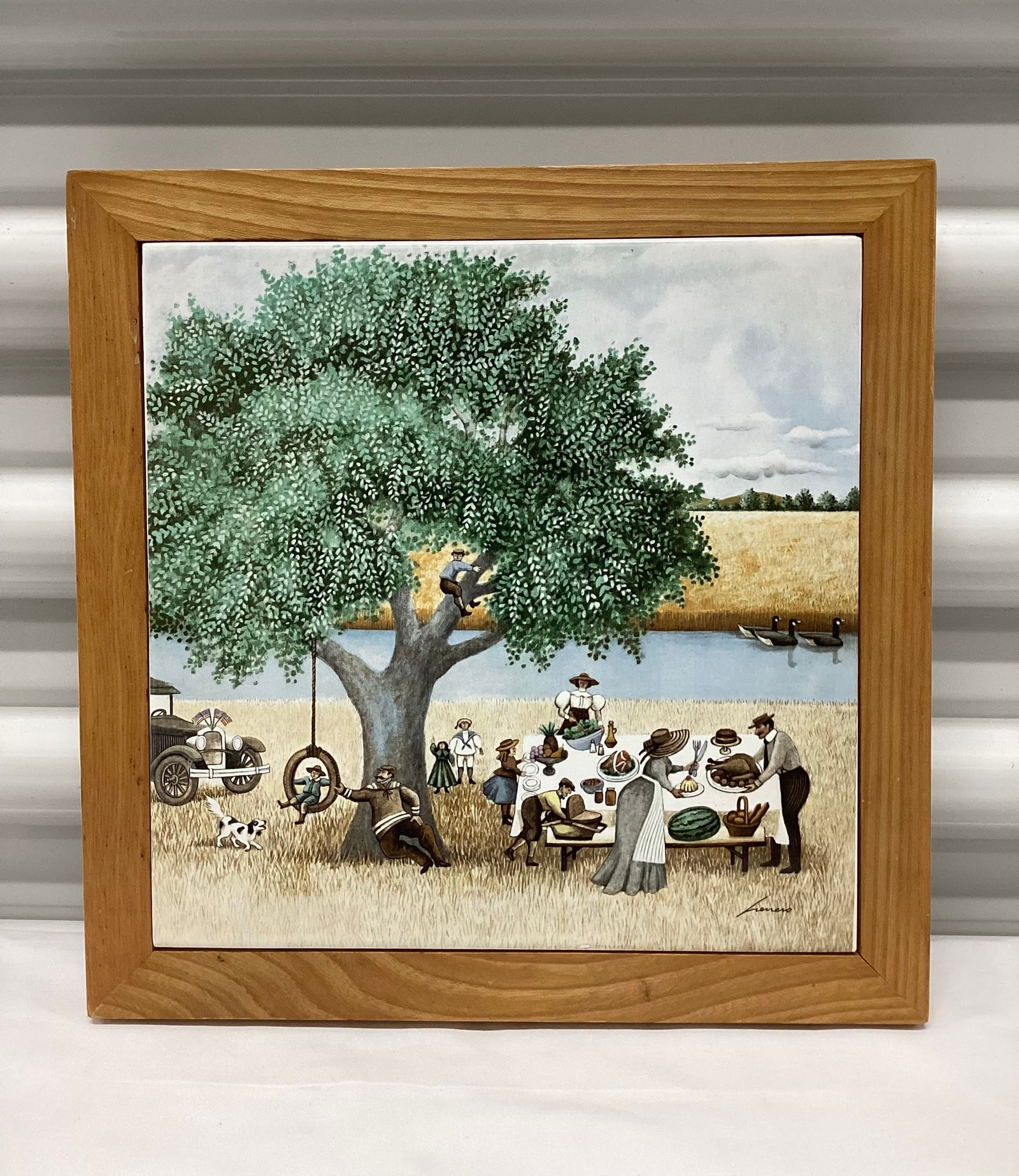 1982 Signed Lowell Herrero Folk Art Tile (1 of 3)