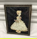 1920s Framed Ribbon Art Paper Doll with Human Hair!