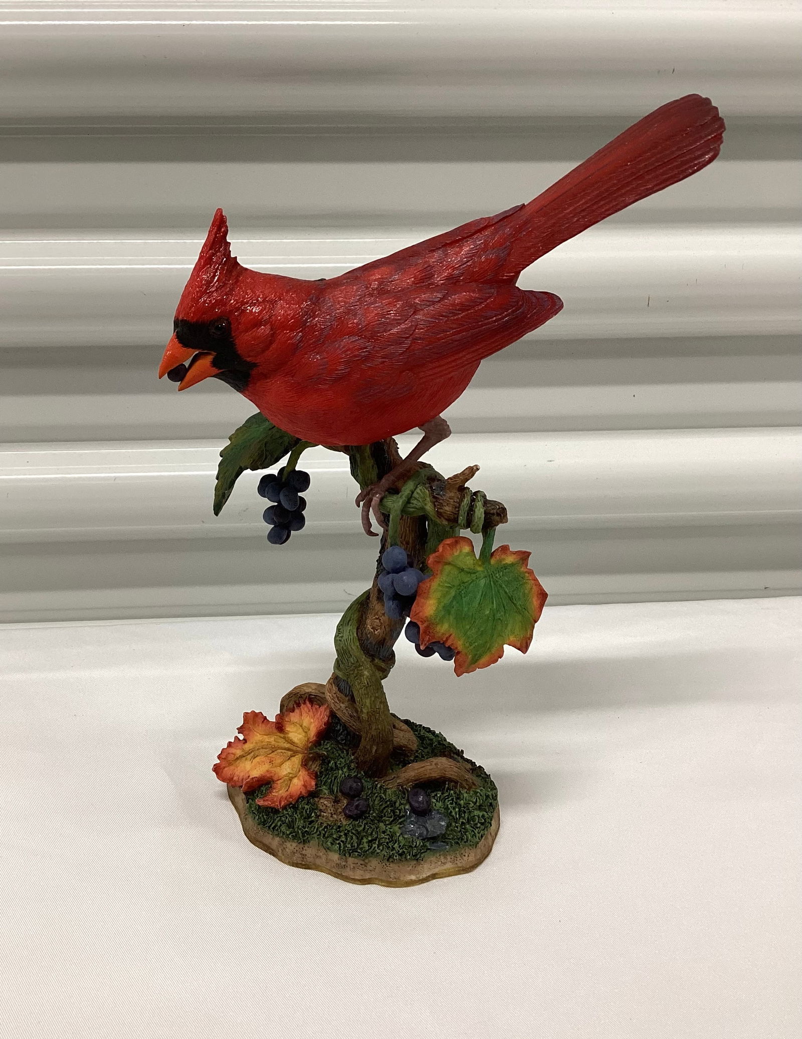 The Danbury Mint Autumn Treat Cardinal with COA: Seasons in Scarlet Collection By Bob Guge
