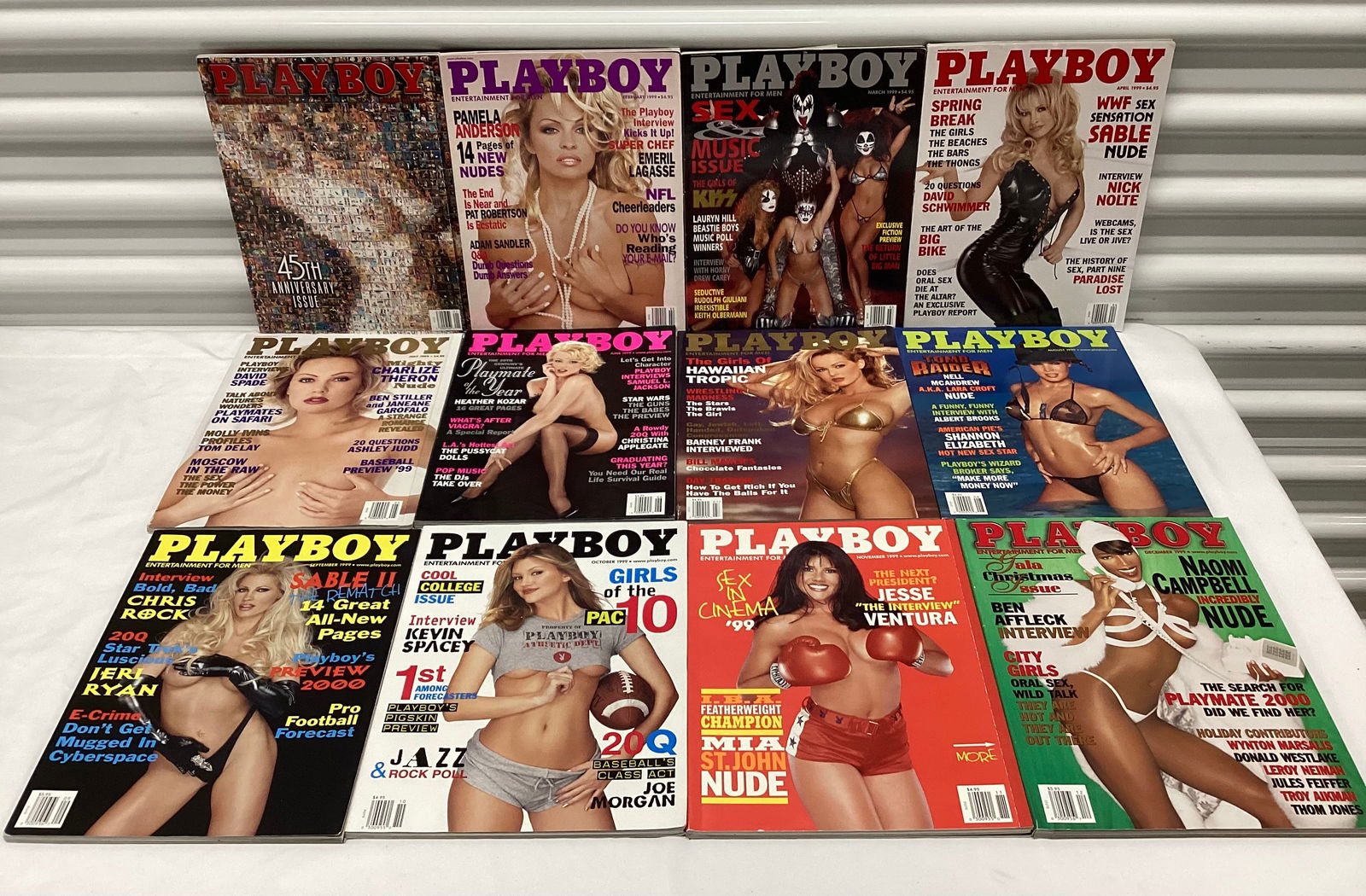 1999 Complete Year Playboy Magazines incl 45th Anniversary & KISS (1 of 5)
