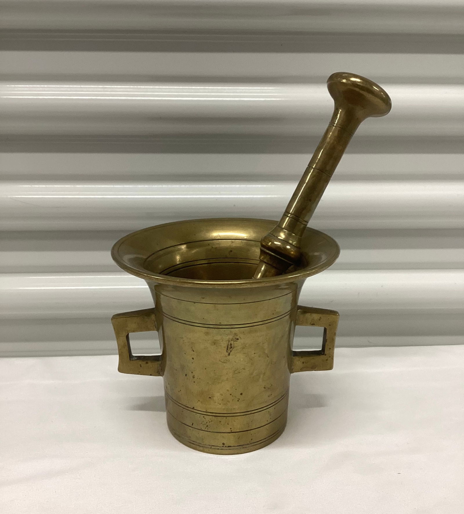 Apothecary Bronze/Brass Mortar & Pestle: Very Heavy