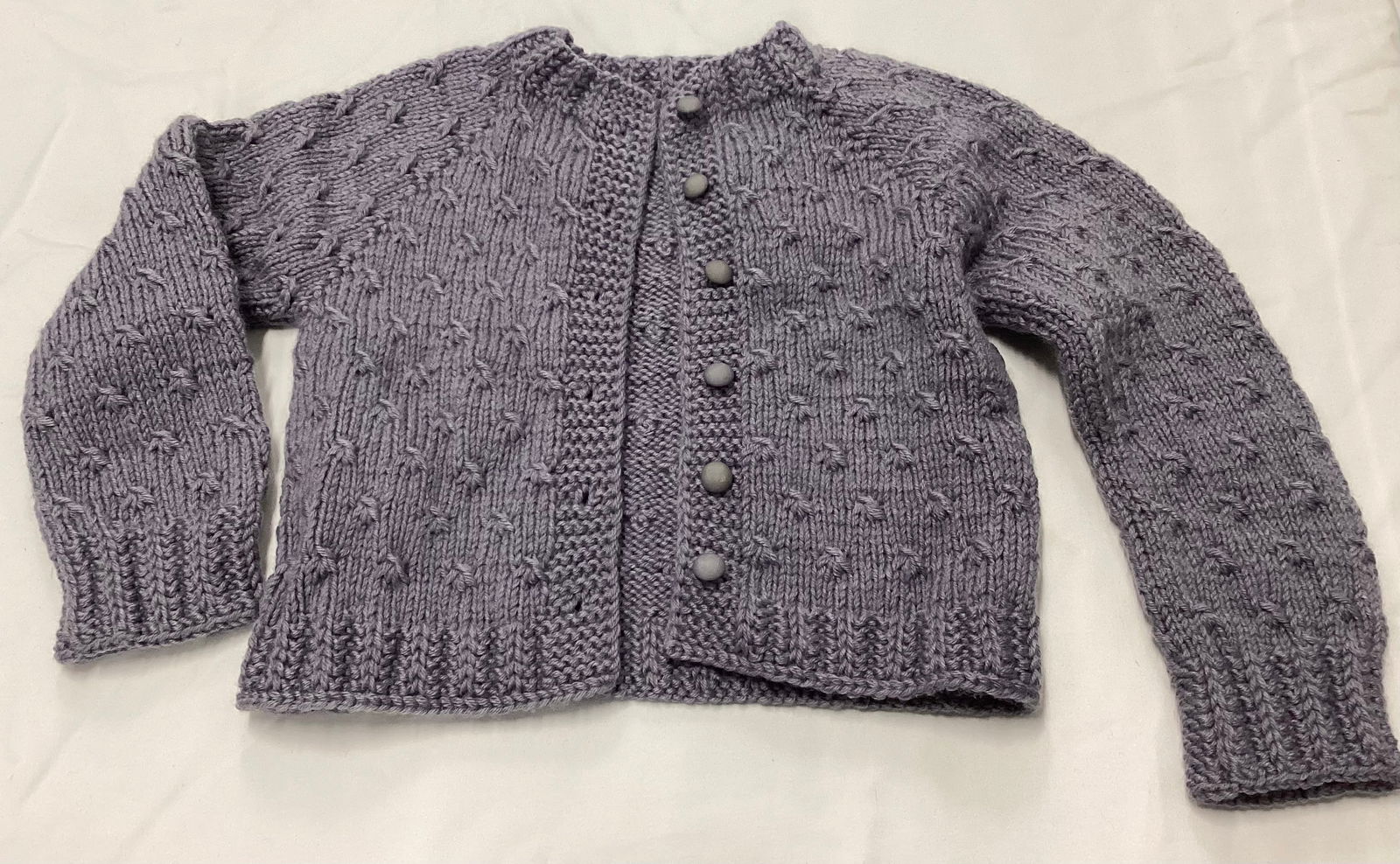 Beautiful Hand Knitted New Baby Sweater Cardigan: AP-AP 11 inches, Top to Bottom 13 inches