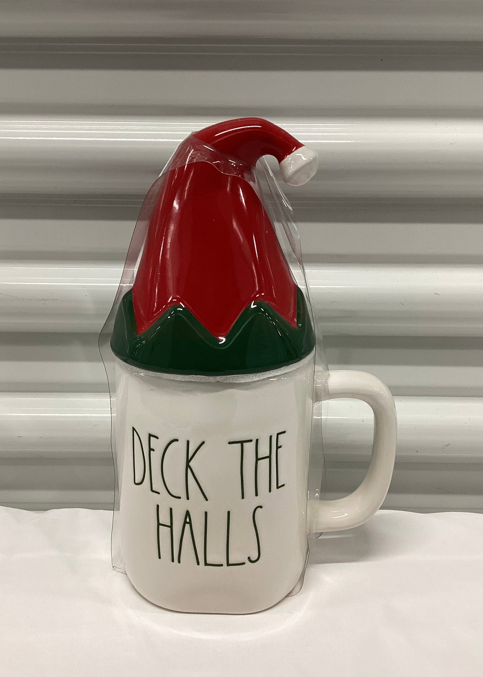 Rae Dunn Deck The Halls Elf Hat Mug: 9 inches