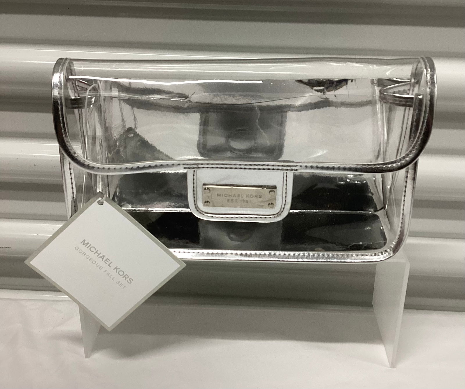 Michael Kors Clear Make Up Bag: Bag only, silver liner removable