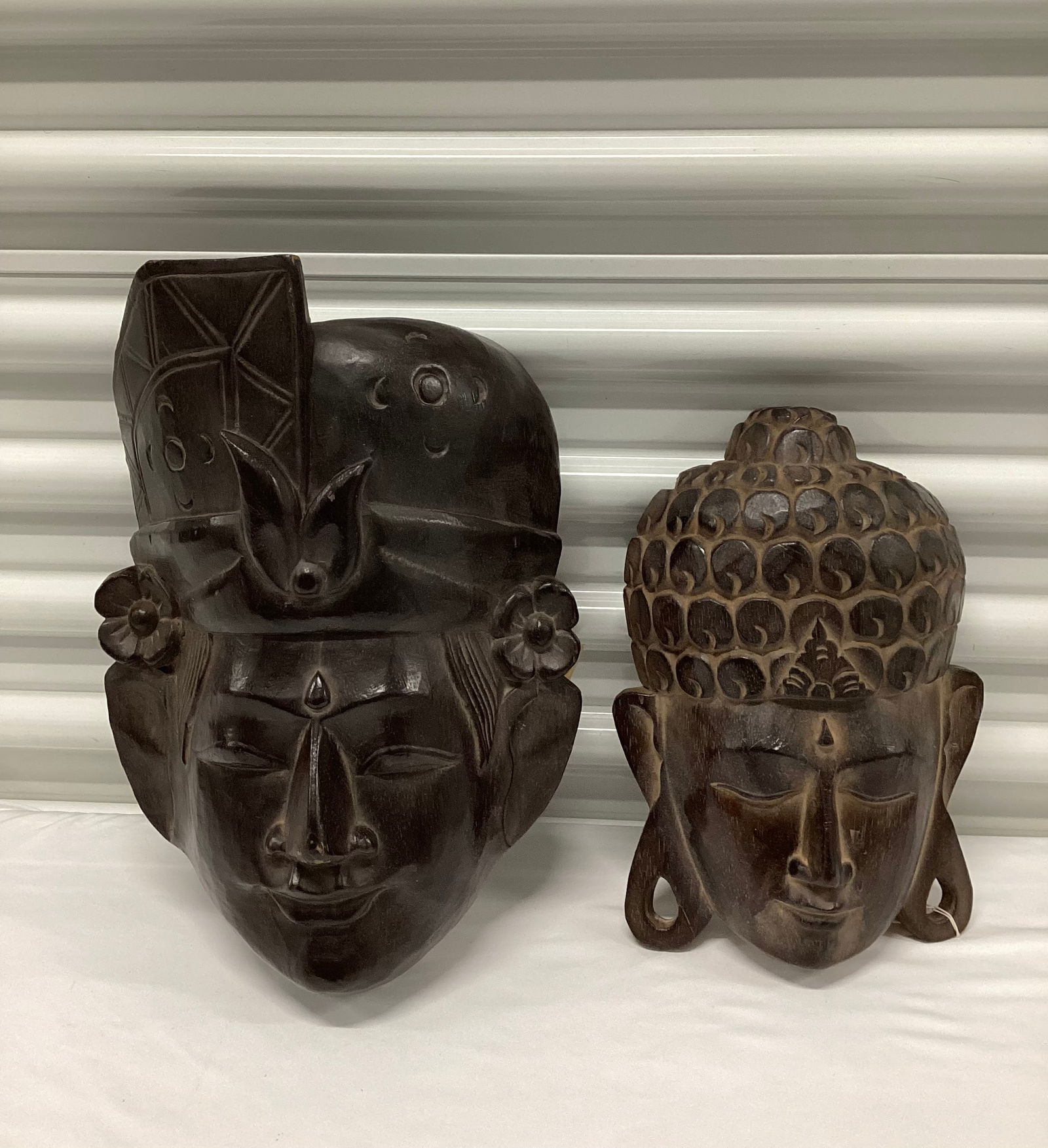 Pair of Hand Crafted Balinese Wooden Buddha Head Masks (1 of 5)
