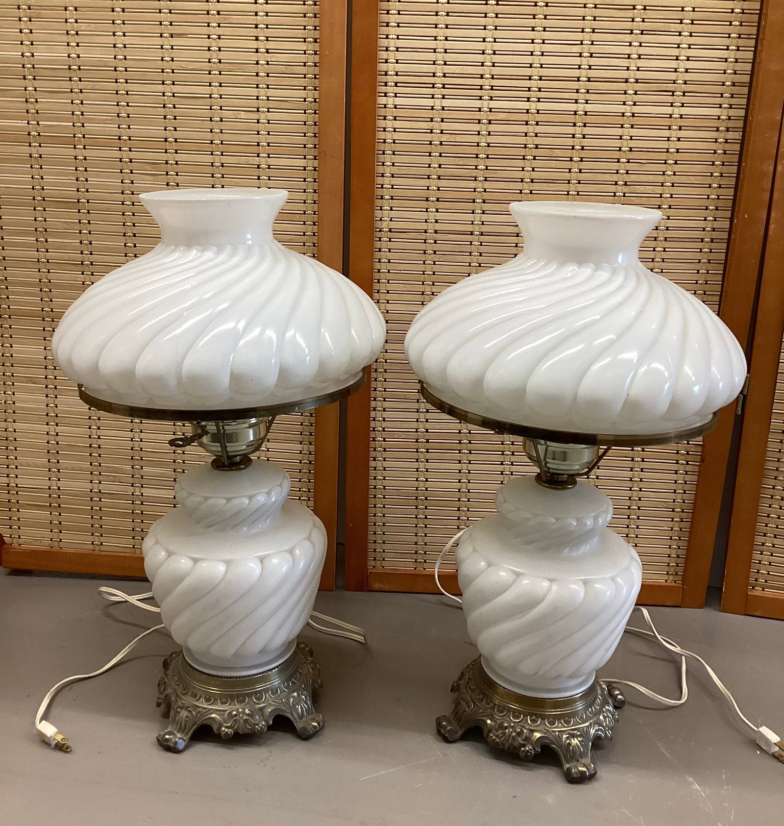 Pair of Vintage Hedco Hurricane Style Lamps (1 of 5)
